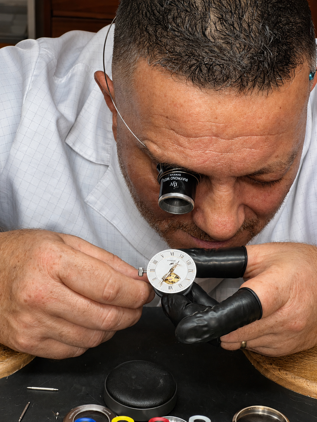 Trabajo artesanal de ensamblaje de un reloj Ferreras.